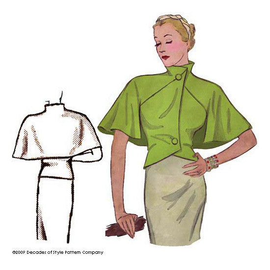 illustration for Vintage sewing pattern for 1930s Capelet from Decades of Style