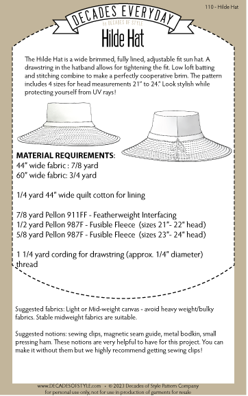 No. 110 - Hilde Hat – Decades of Style Pattern Company