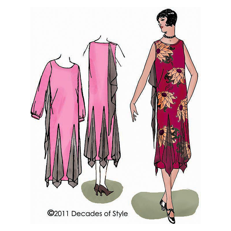 1920s Hazel's Frock from the Flapper Era with bias trim- pattern #2003 – Decades of Style Pattern Company