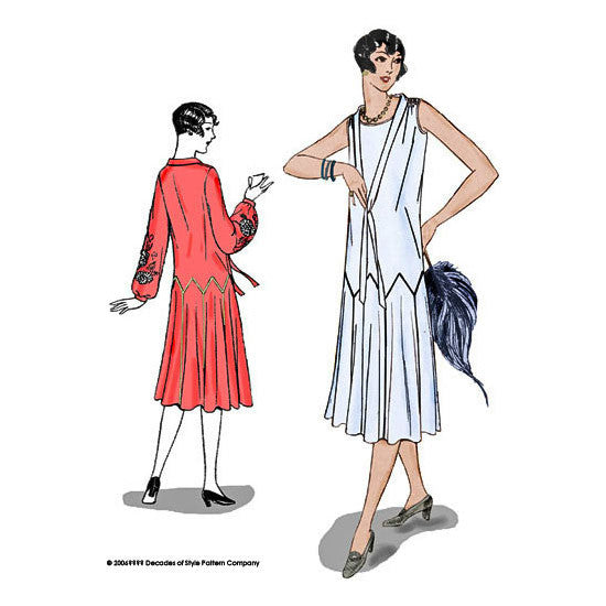 illustration for 1925 sewing pattern for dress from Decades of Style Pattern Company