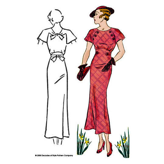 illustration for Vintage pattern for 1930s Dress with raglan sleeves from Decades of Style