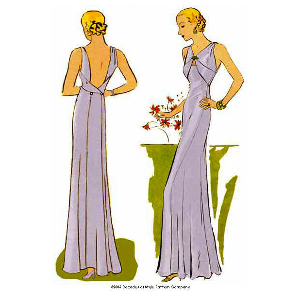 1930s full sleeves evening dress vintage sewing pattern 9163 – Lady Marlowe