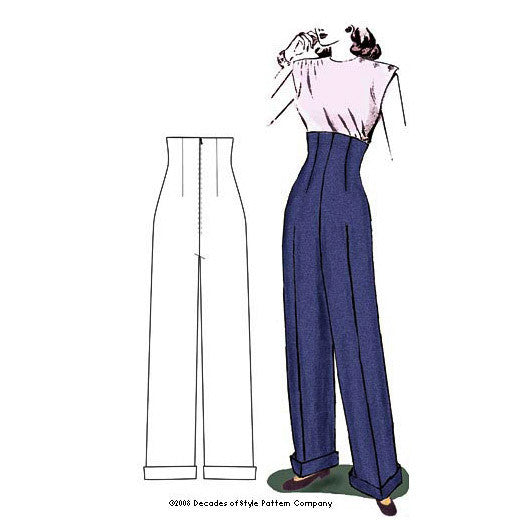 1940s Empire Waist Trousers for classic Katharine Hepburn pants