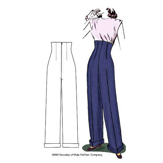 illustration for 1940s Empire Waist Trousers pattern