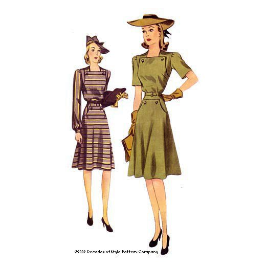 1940s vintage sewing pattern for day dress Decades of Style