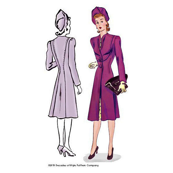 illustration for 1940s Claremont Coat pattern