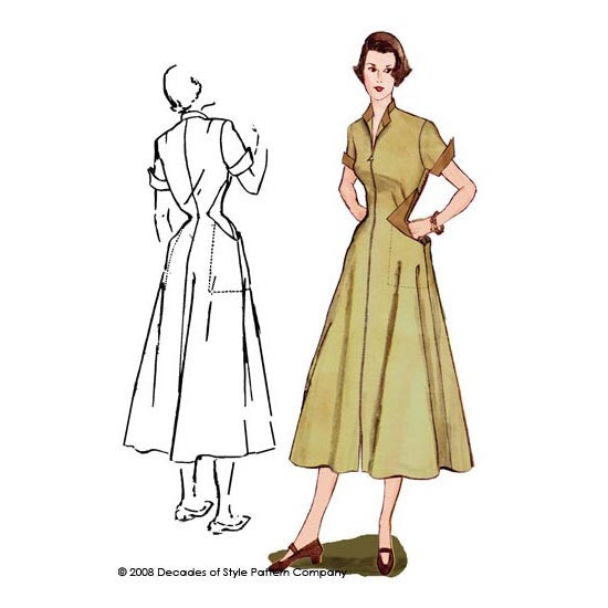 illustration for 1950s Diamond Dress sewing pattern from Decades of Style