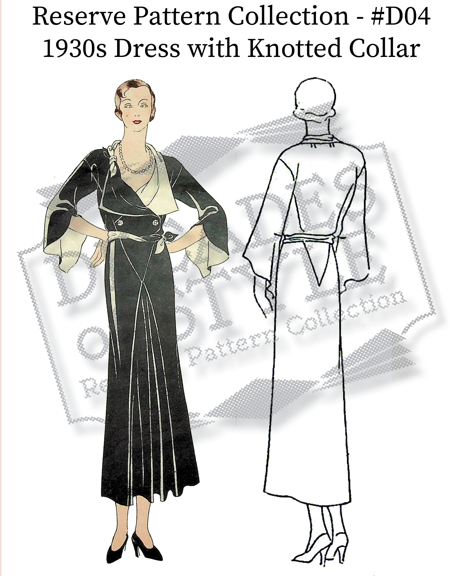 RPC D04 1930s Dress with Knotted Decades of Style Pattern Company
